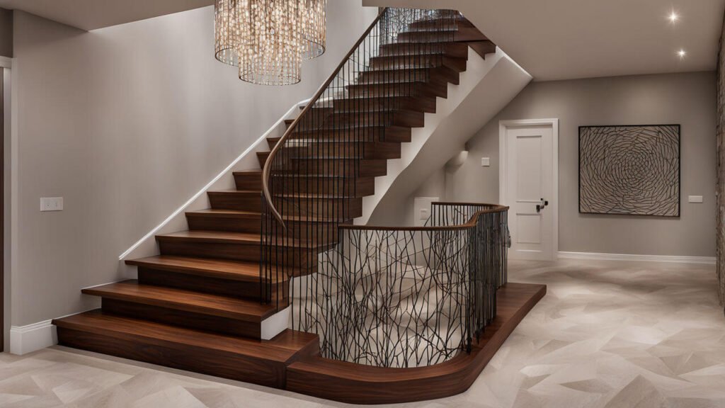 create an image of a stylish staircase in a private home